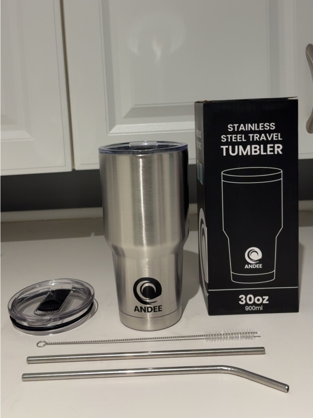 Stainless Steel Travel Tumbler - Silver (900ML)